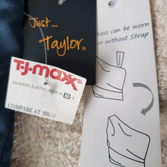 NWT Just Taylor midnight blue satin dress - Picture 4 of 6